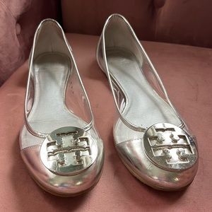 Tory Burch silver/clear flats - size 9.5